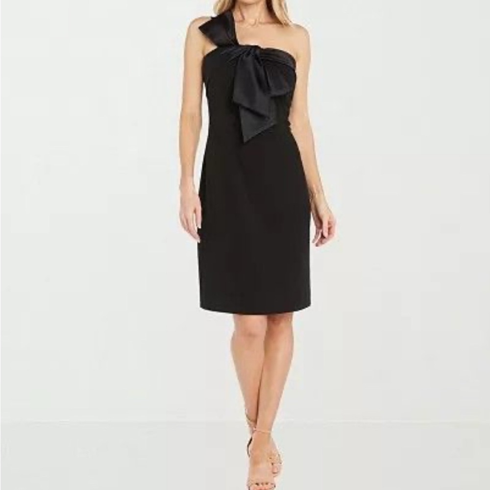 NWT R&M Richards One Shoulder Sheath Dress with Satin Bow – Size 4